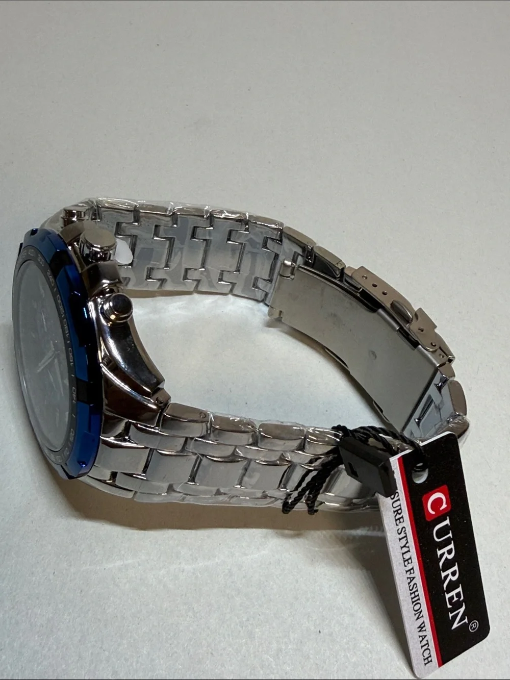 Men's Silver and Black Chronograph Watch